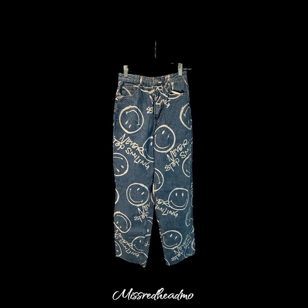 H&M Blue Smiley Pattern Jeans